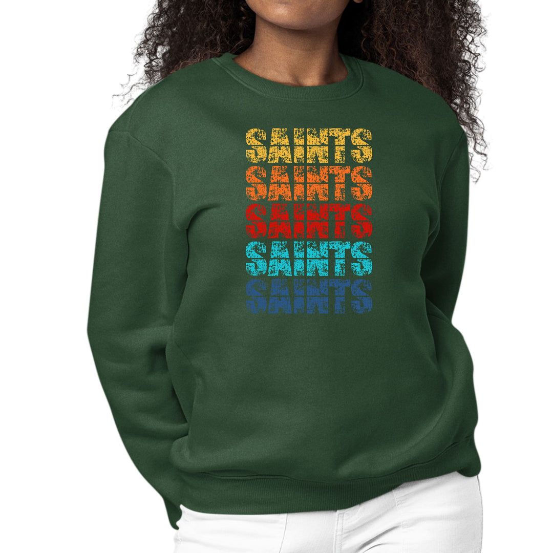 Womens Graphic Sweatshirt Saints Colorful Art Illustration - Womens