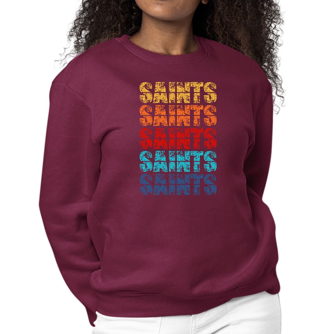 Womens Graphic Sweatshirt Saints Colorful Art Illustration - Womens