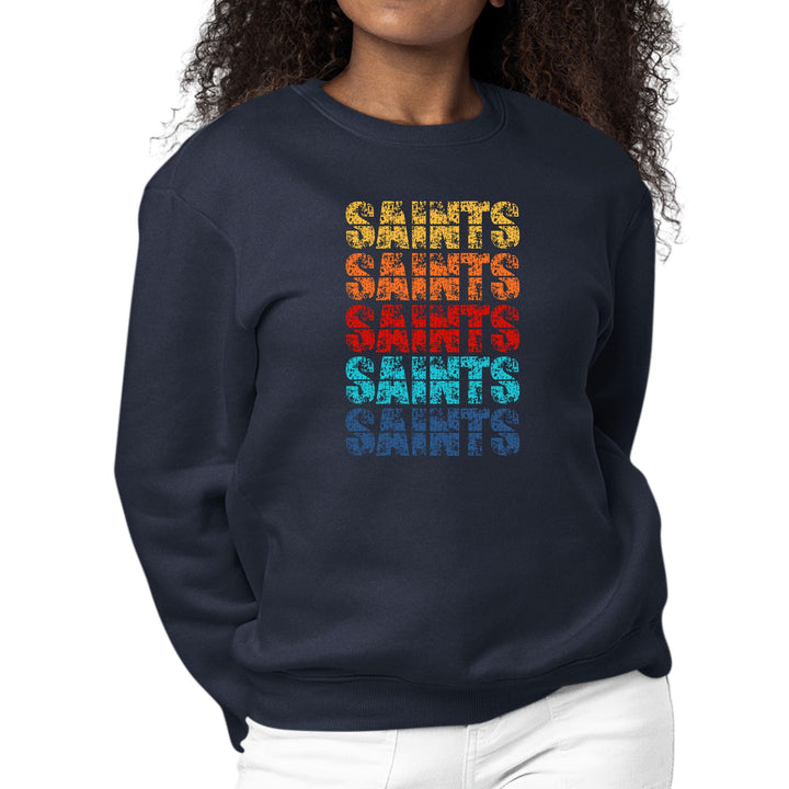 Womens Graphic Sweatshirt Saints Colorful Art Illustration - Womens