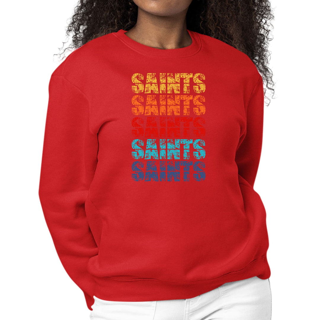 Womens Graphic Sweatshirt Saints Colorful Art Illustration - Womens