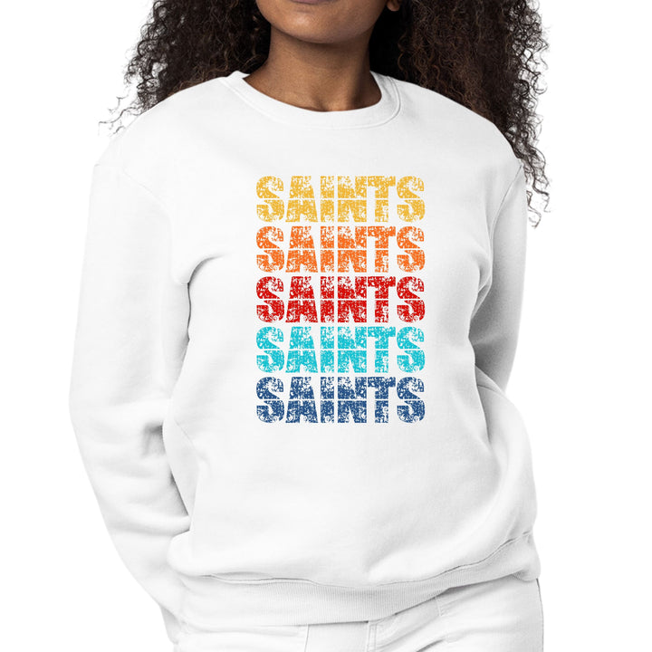 Womens Graphic Sweatshirt Saints Colorful Art Illustration - Womens