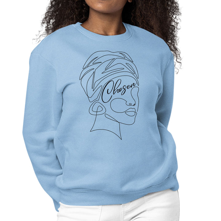 Womens Graphic Sweatshirt Say it Soul - ’Chosen’ Black Woman Line Art