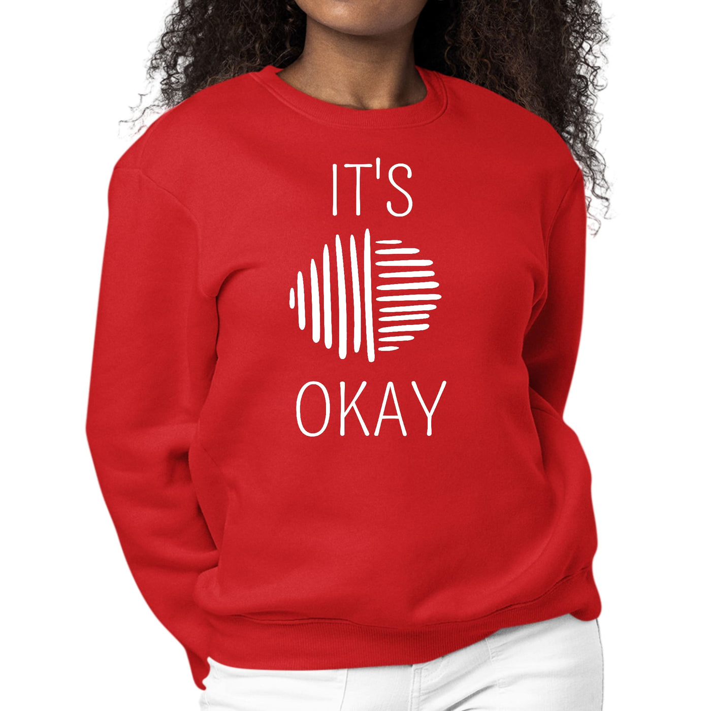 Womens Graphic Sweatshirt Say It Soul Its Okay White Line Art - Sweatshirts