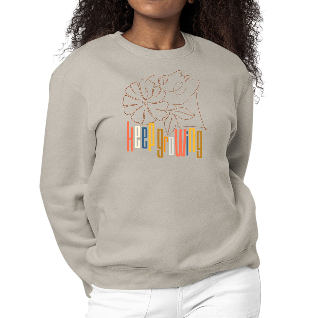 Womens Graphic Sweatshirt Say it Soul - Keep Growing in Pastel Colors - Womens