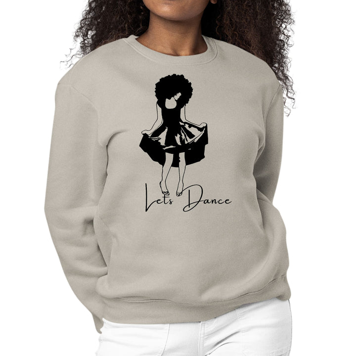 Womens Graphic Sweatshirt Say it Soul Lets Dance Black Line Art Print - Womens