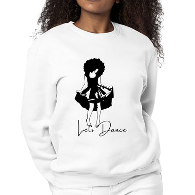 Womens Graphic Sweatshirt Say It Soul Lets Dance Black Line Art Print - Womens