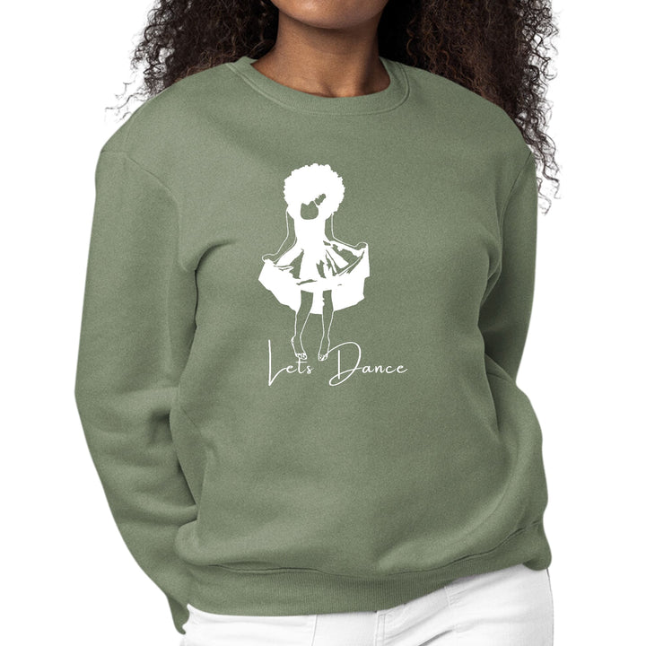 Womens Graphic Sweatshirt Say it Soul Lets Dance White Line Art Print - Womens