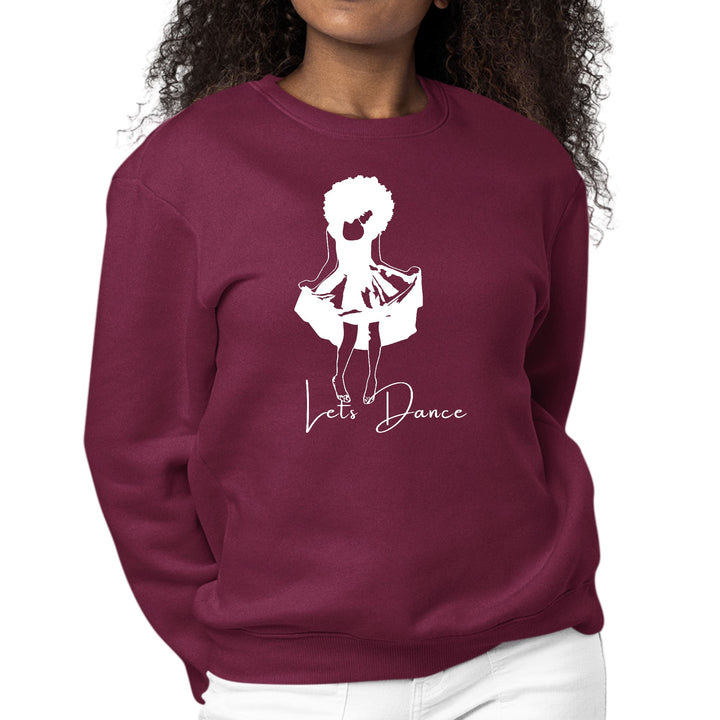 Womens Graphic Sweatshirt Say it Soul Lets Dance White Line Art Print - Womens