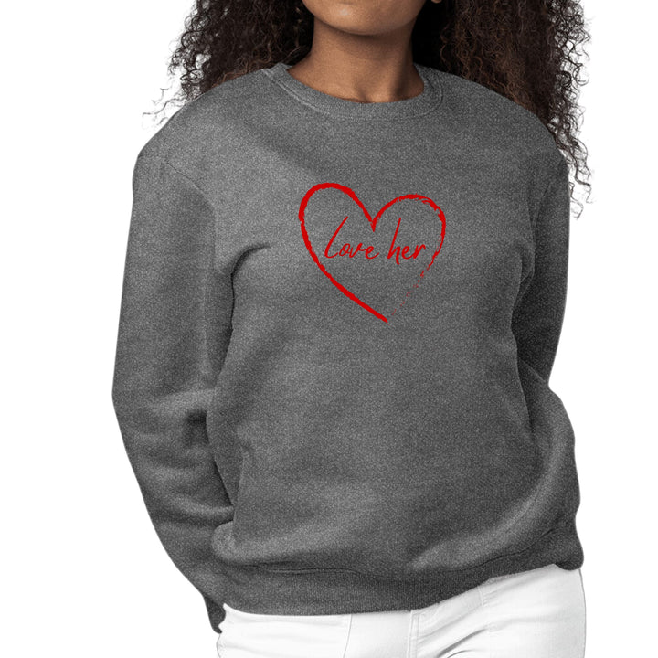 Womens Graphic Sweatshirt Say it Soul Love Her - Red - Womens | Sweatshirts