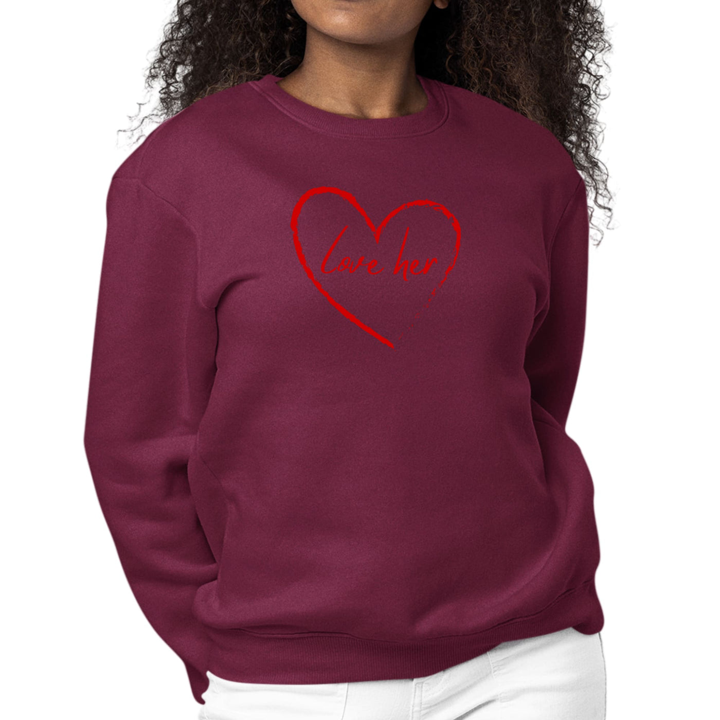 Womens Graphic Sweatshirt Say It Soul Love Her Red - Sweatshirts
