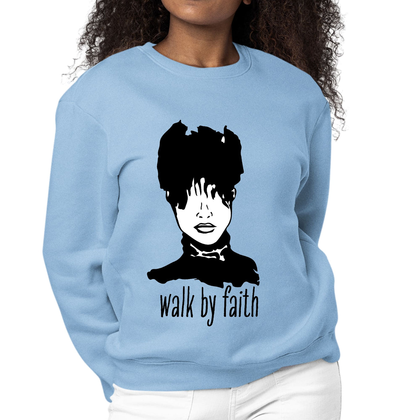 Womens Graphic Sweatshirt Say It Soul Walk By Faith Positive - Womens
