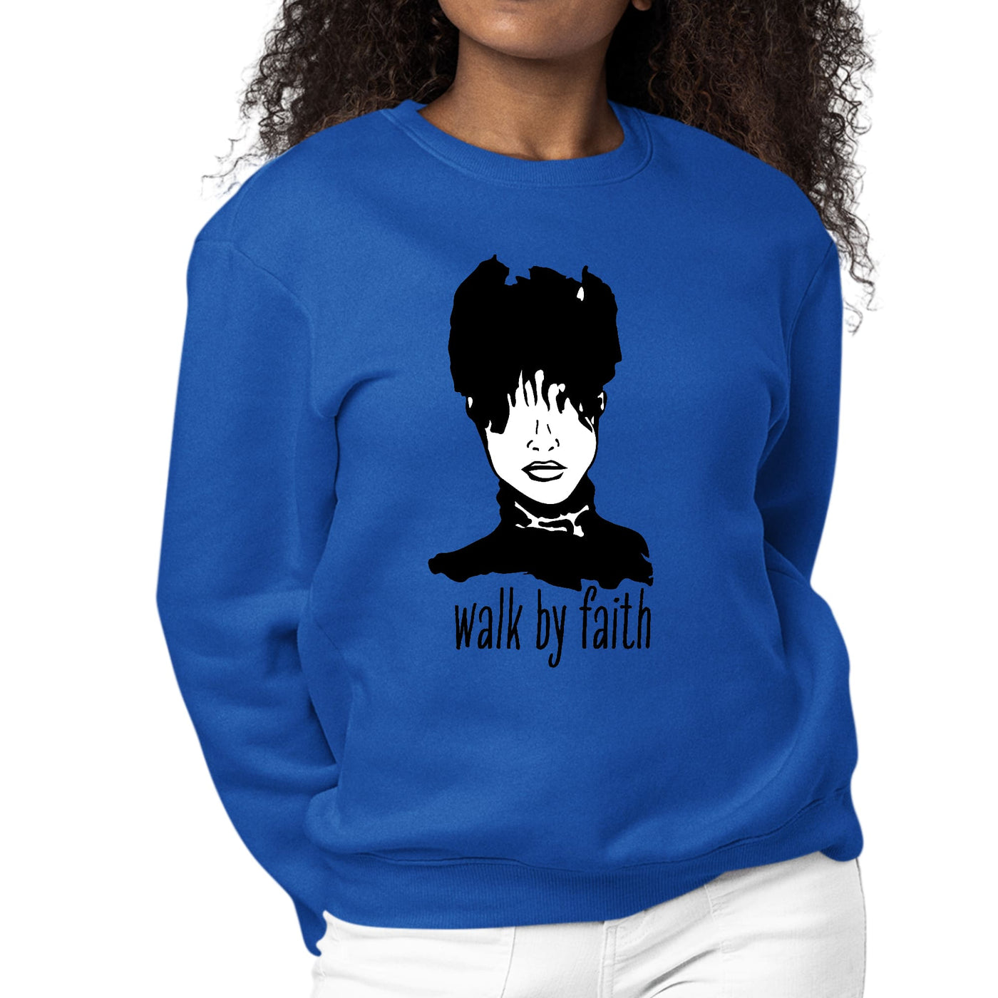 Womens Graphic Sweatshirt Say It Soul Walk By Faith Positive - Womens