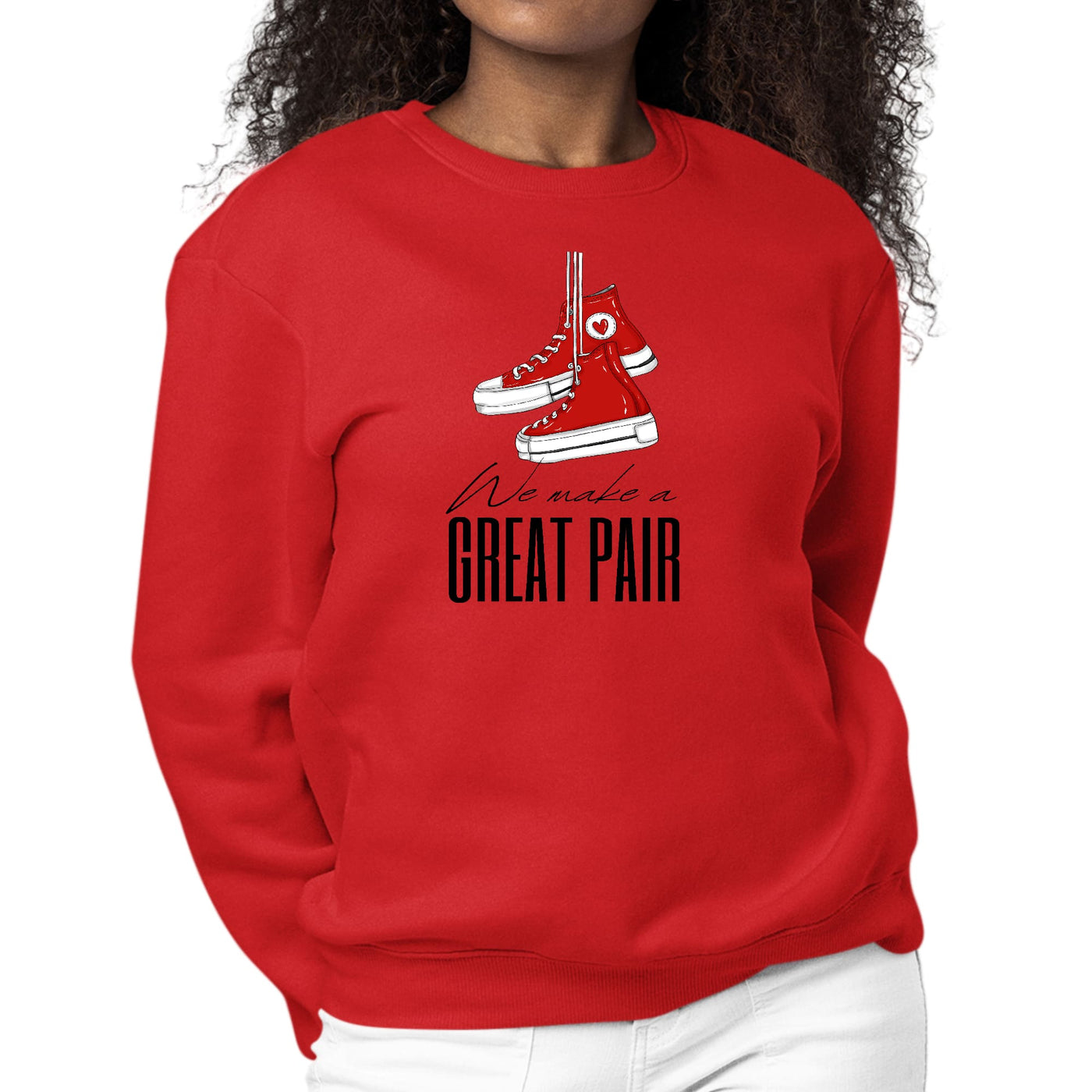 Womens Graphic Sweatshirt Say It Soul We Make a Great Pair Black - Womens