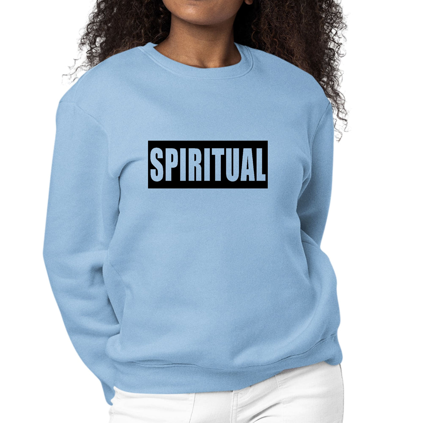 Womens Graphic Sweatshirt Spiritual Black Colorblock Illustration - Womens