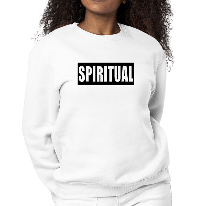 Womens Graphic Sweatshirt Spiritual Black Colorblock Illustration - Womens