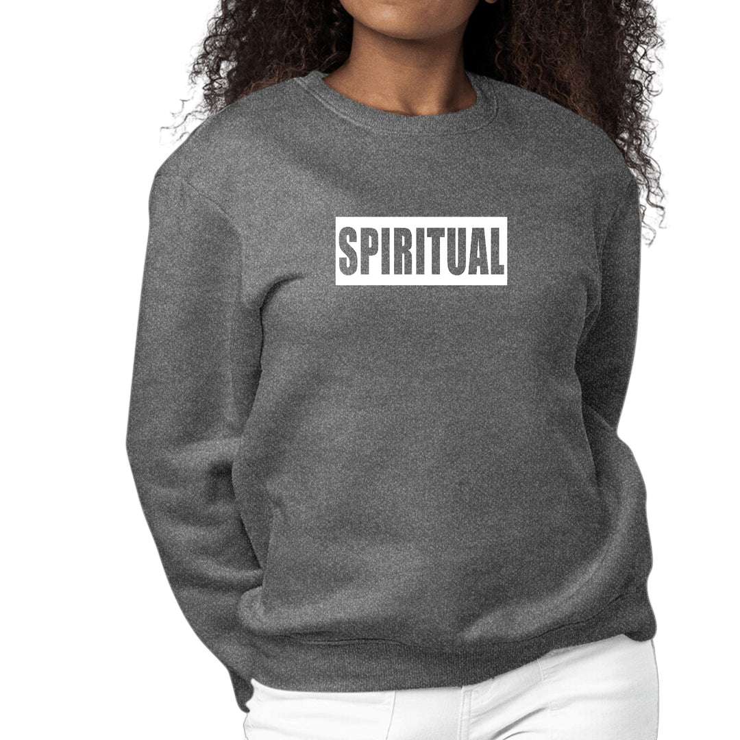 Womens Graphic Sweatshirt Spiritual White Colorblock Illustration