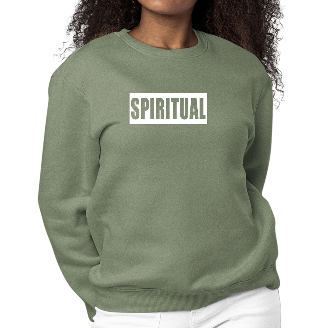 Womens Graphic Sweatshirt Spiritual White Colorblock Illustration