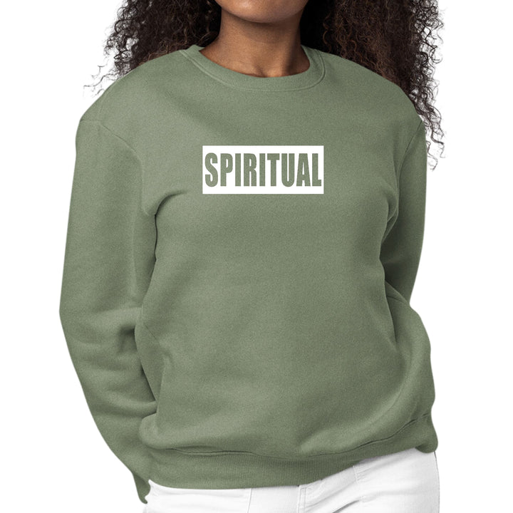 Womens Graphic Sweatshirt Spiritual White Colorblock Illustration