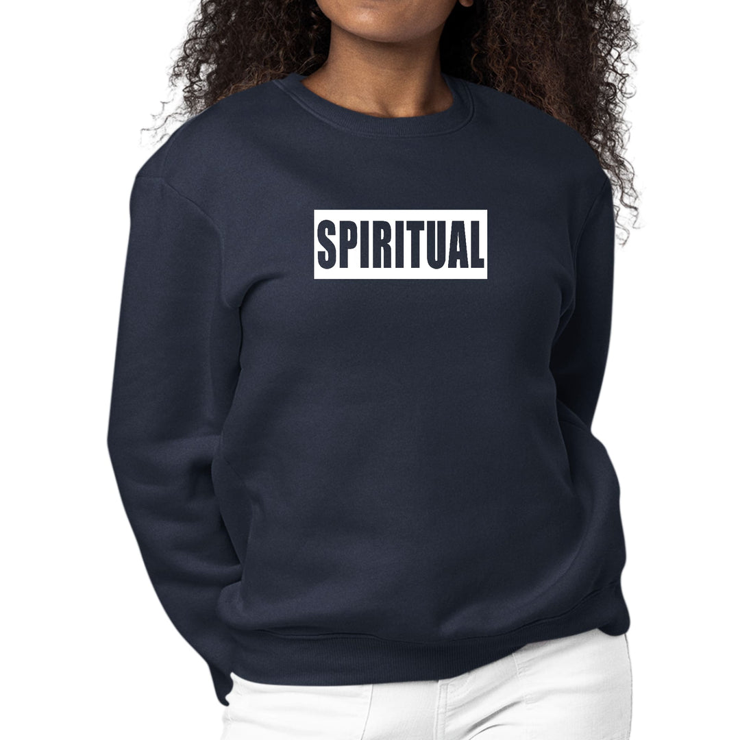Womens Graphic Sweatshirt Spiritual White Colorblock Illustration