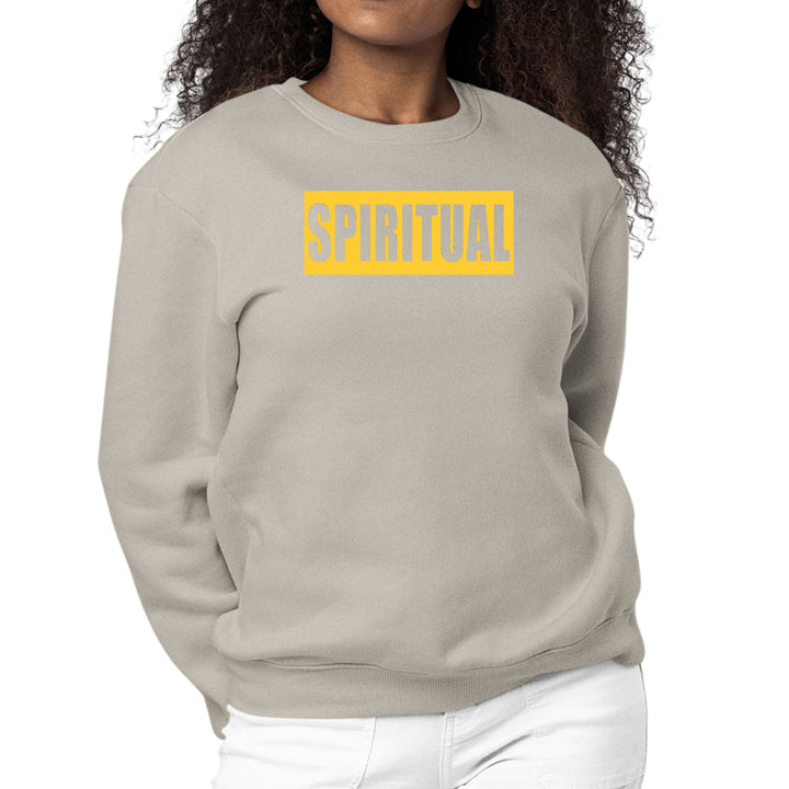 Womens Graphic Sweatshirt Spiritual Yellow Gold Colorblock - Womens