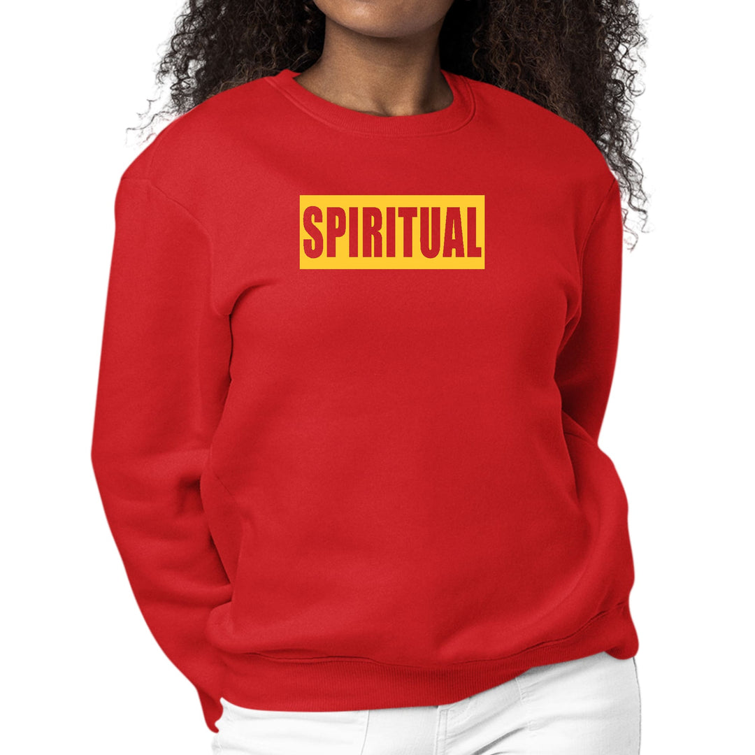 Womens Graphic Sweatshirt Spiritual Yellow Gold Colorblock - Womens