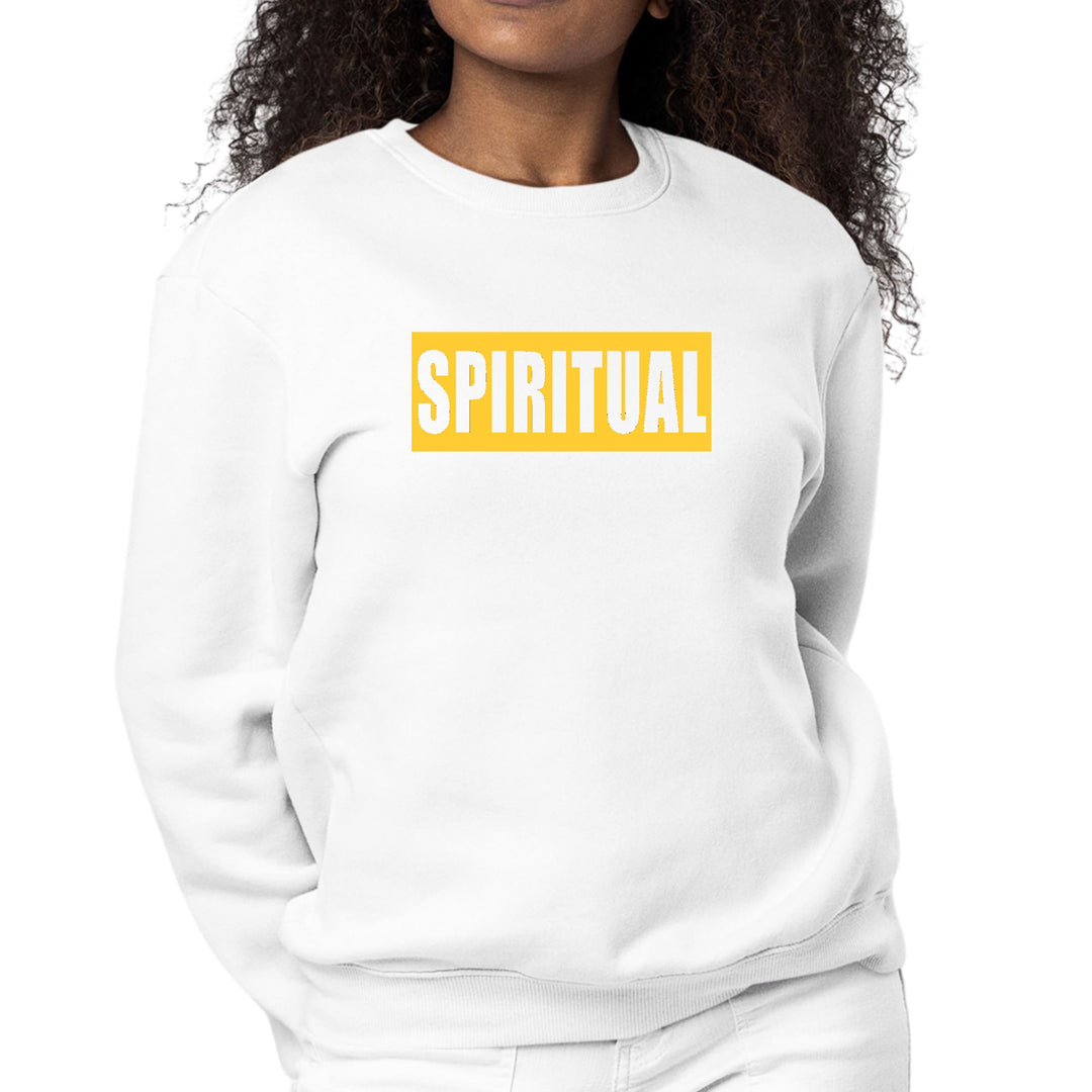 Womens Graphic Sweatshirt Spiritual Yellow Gold Colorblock - Womens