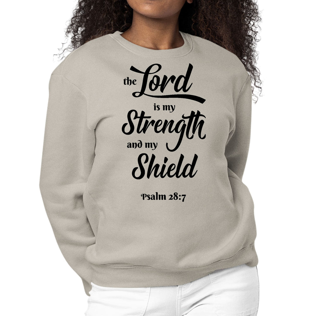 Womens Graphic Sweatshirt the Lord is my Strength and my Shield Black