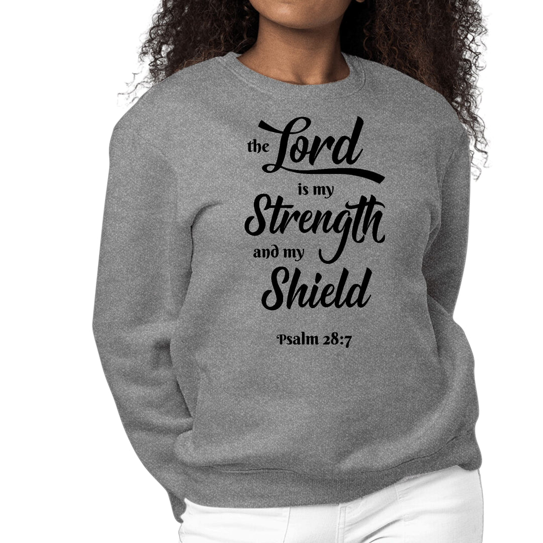 Womens Graphic Sweatshirt the Lord is my Strength and my Shield Black