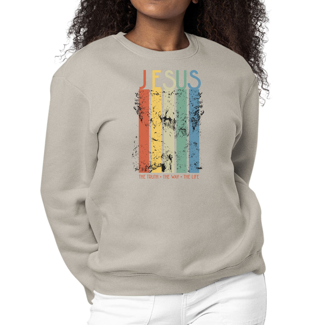 Womens Graphic Print Sweatshirt the Truth Way Life Scripture Inspired Top