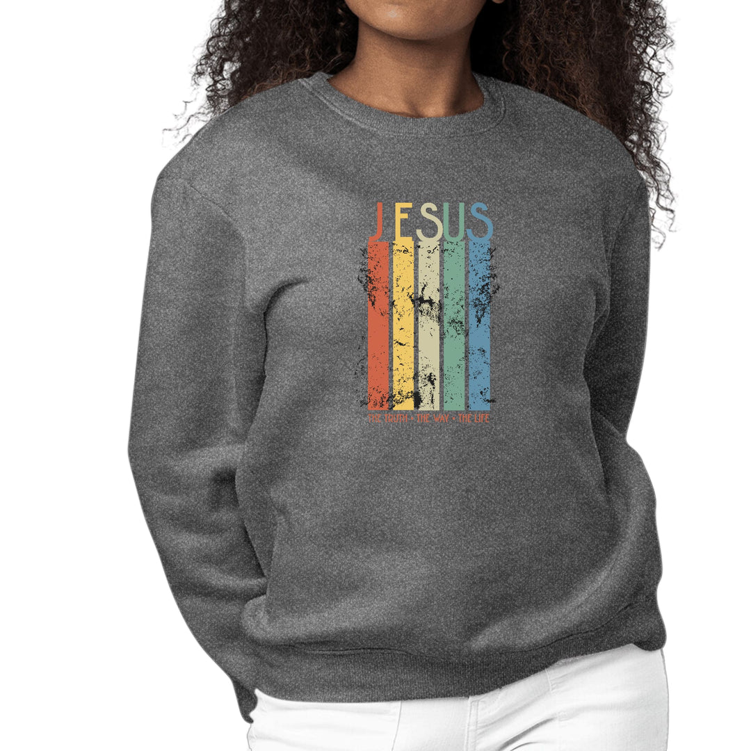 Womens Graphic Print Sweatshirt the Truth Way Life Scripture Inspired Top