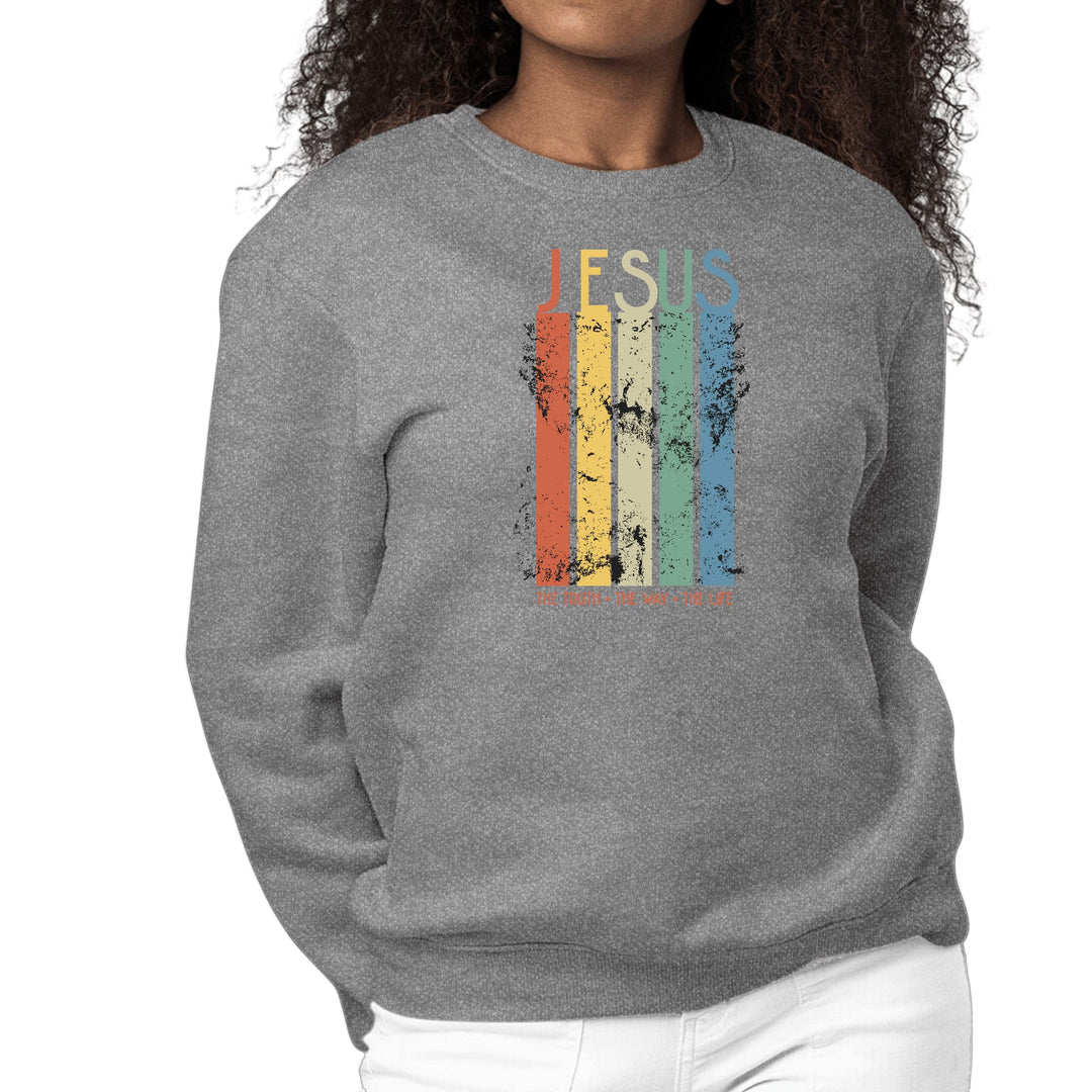 Womens Graphic Print Sweatshirt the Truth Way Life Scripture Inspired Top