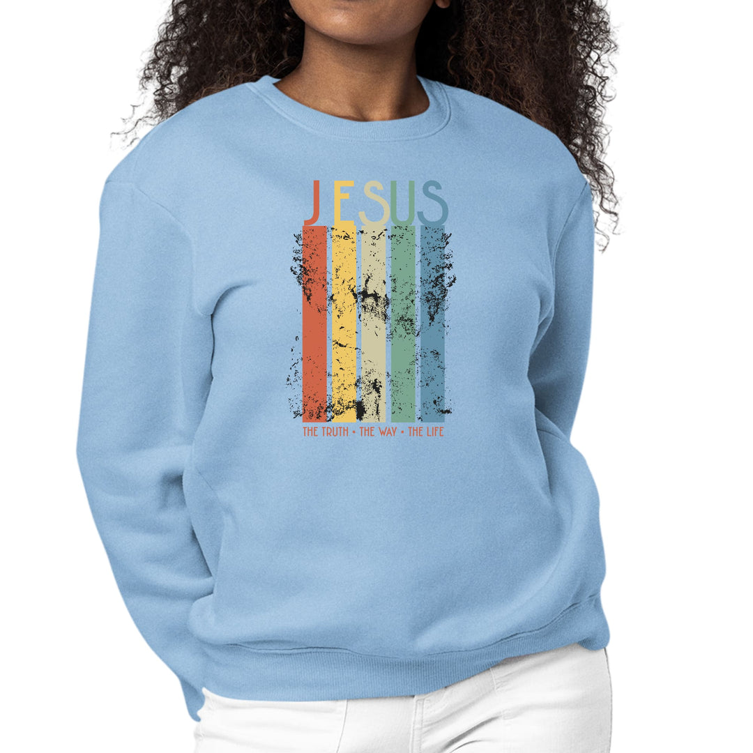 Womens Graphic Print Sweatshirt the Truth Way Life Scripture Inspired Top