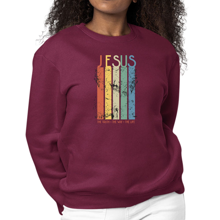 Womens Graphic Print Sweatshirt the Truth Way Life Scripture Inspired Top