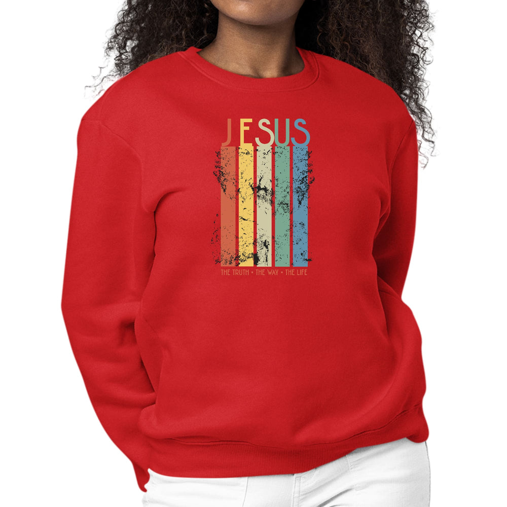 Womens Graphic Print Sweatshirt the Truth Way Life Scripture Inspired Top