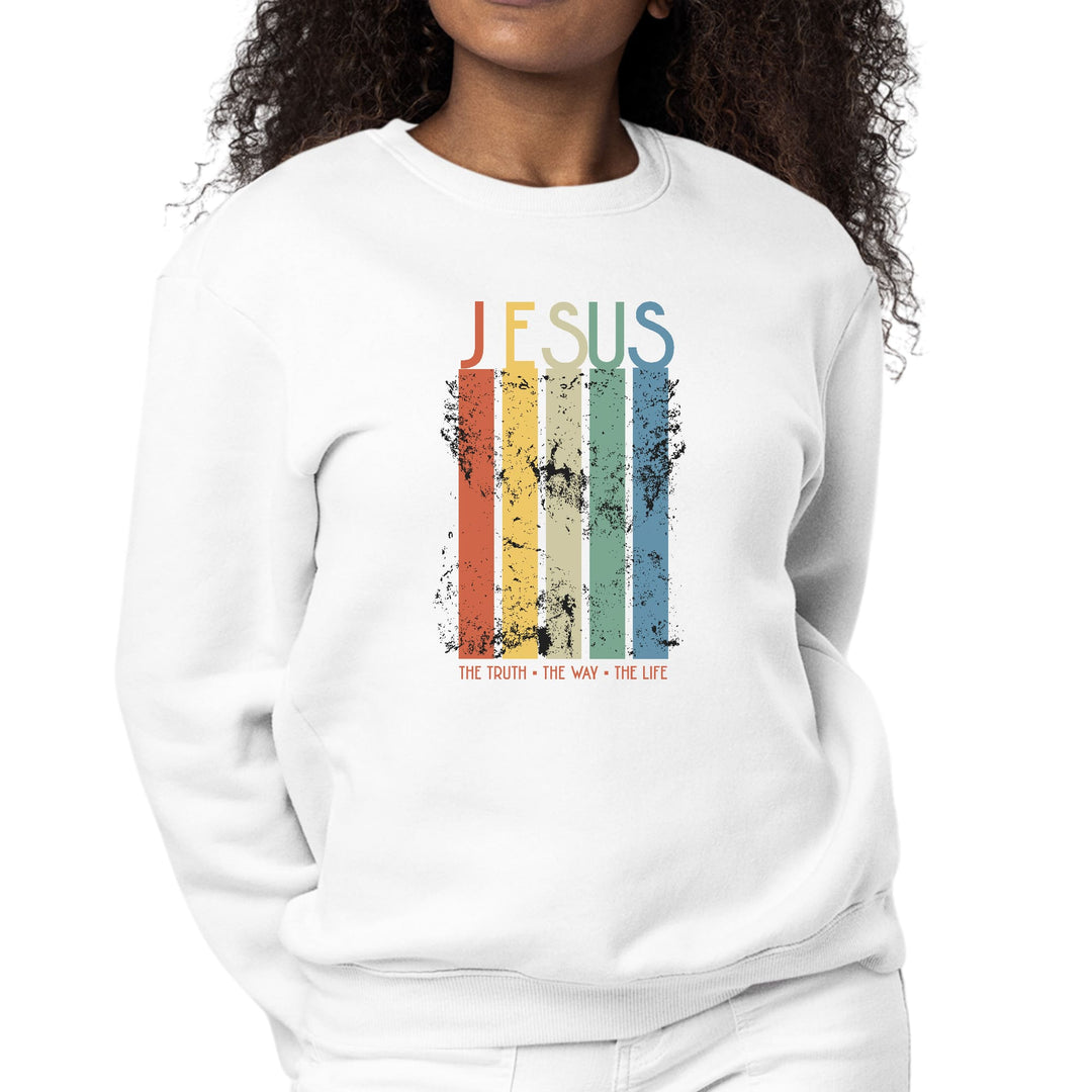 Womens Graphic Print Sweatshirt the Truth Way Life Scripture Inspired Top