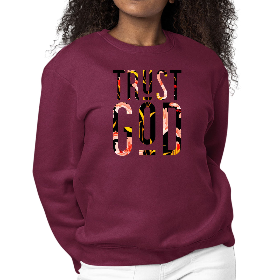 Womens Graphic Sweatshirt Trust God Floral Print - Womens | Sweatshirts