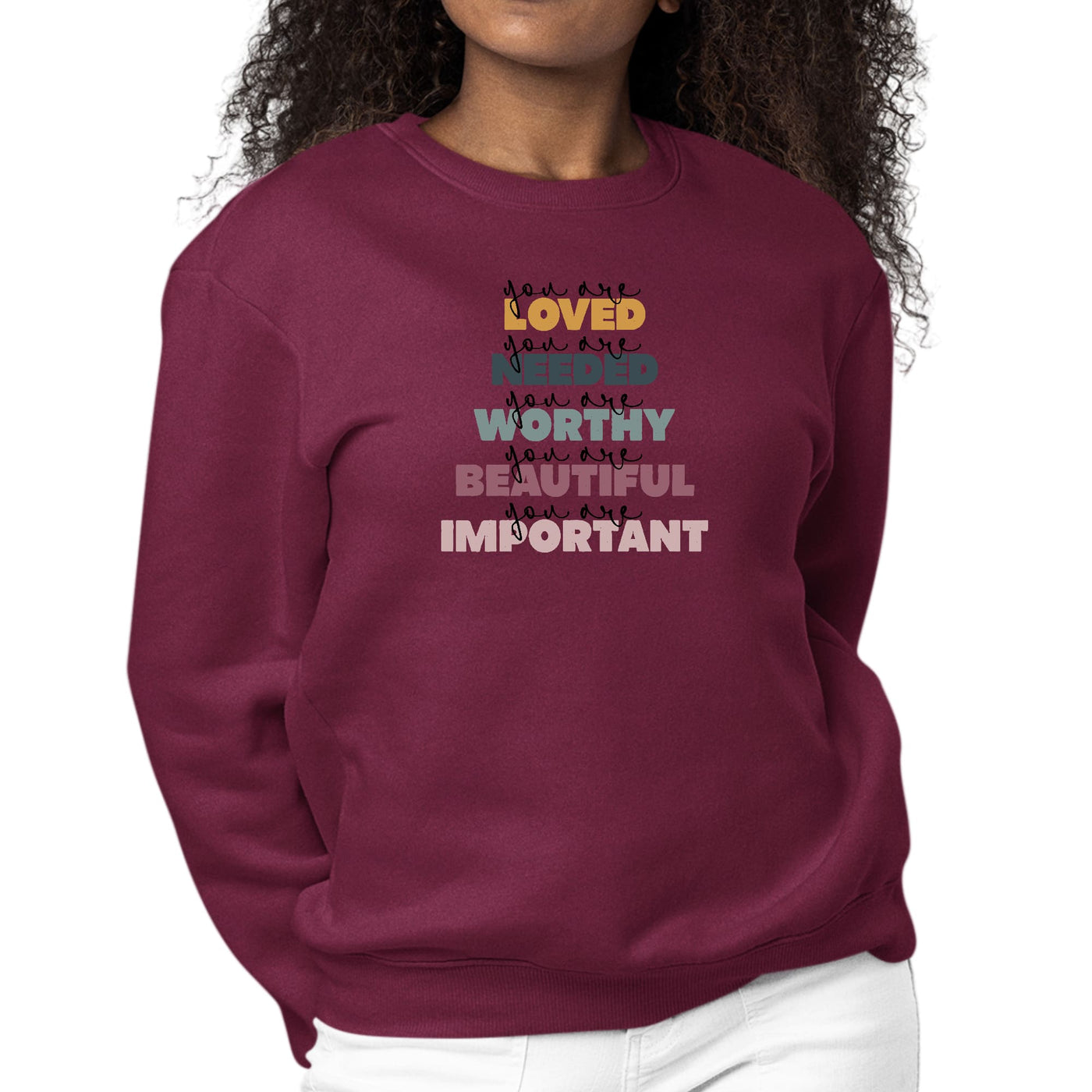 Womens Graphic Sweatshirt You Are Loved Inspiration Affirmation - Womens