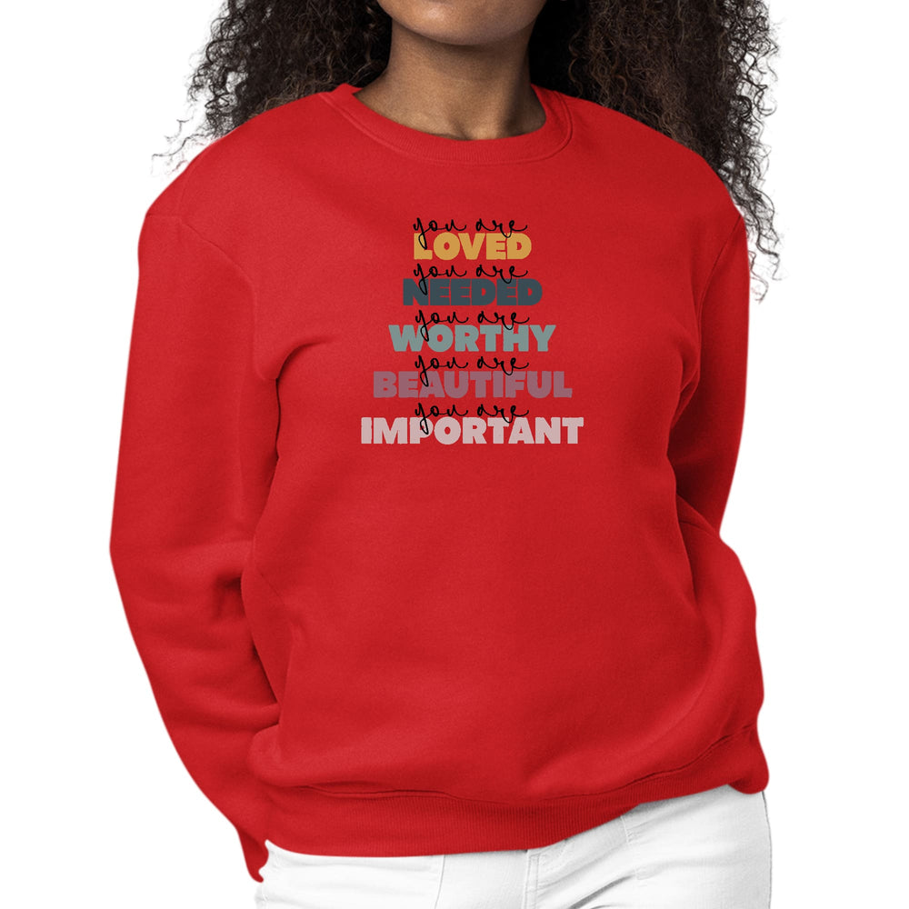 Womens Graphic Sweatshirt you are Loved Inspiration Affirmation - Womens