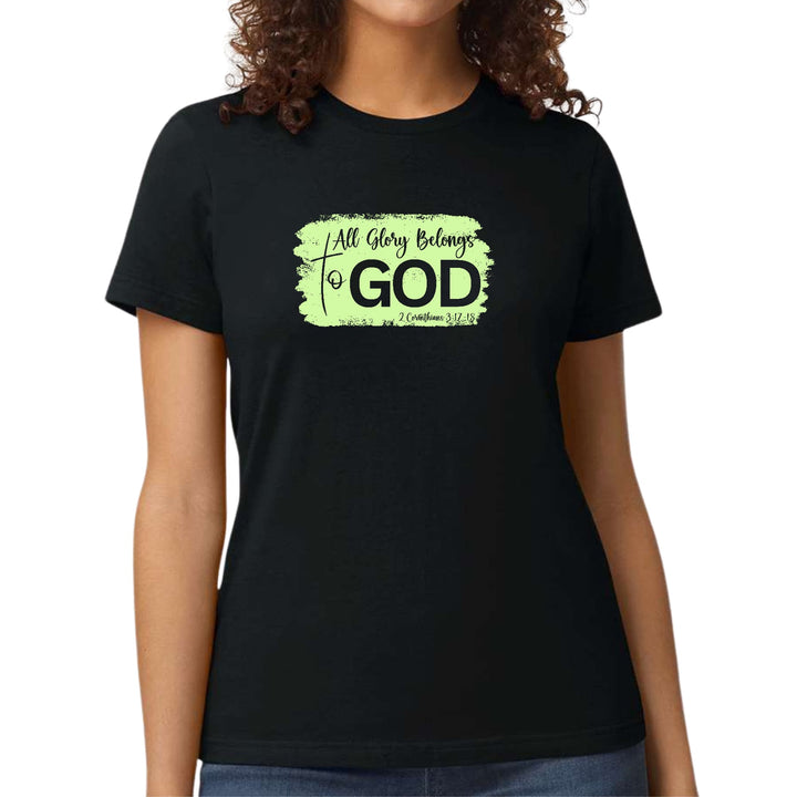 Womens Graphic T-shirt All Glory Belongs to God Christian Neon - Womens