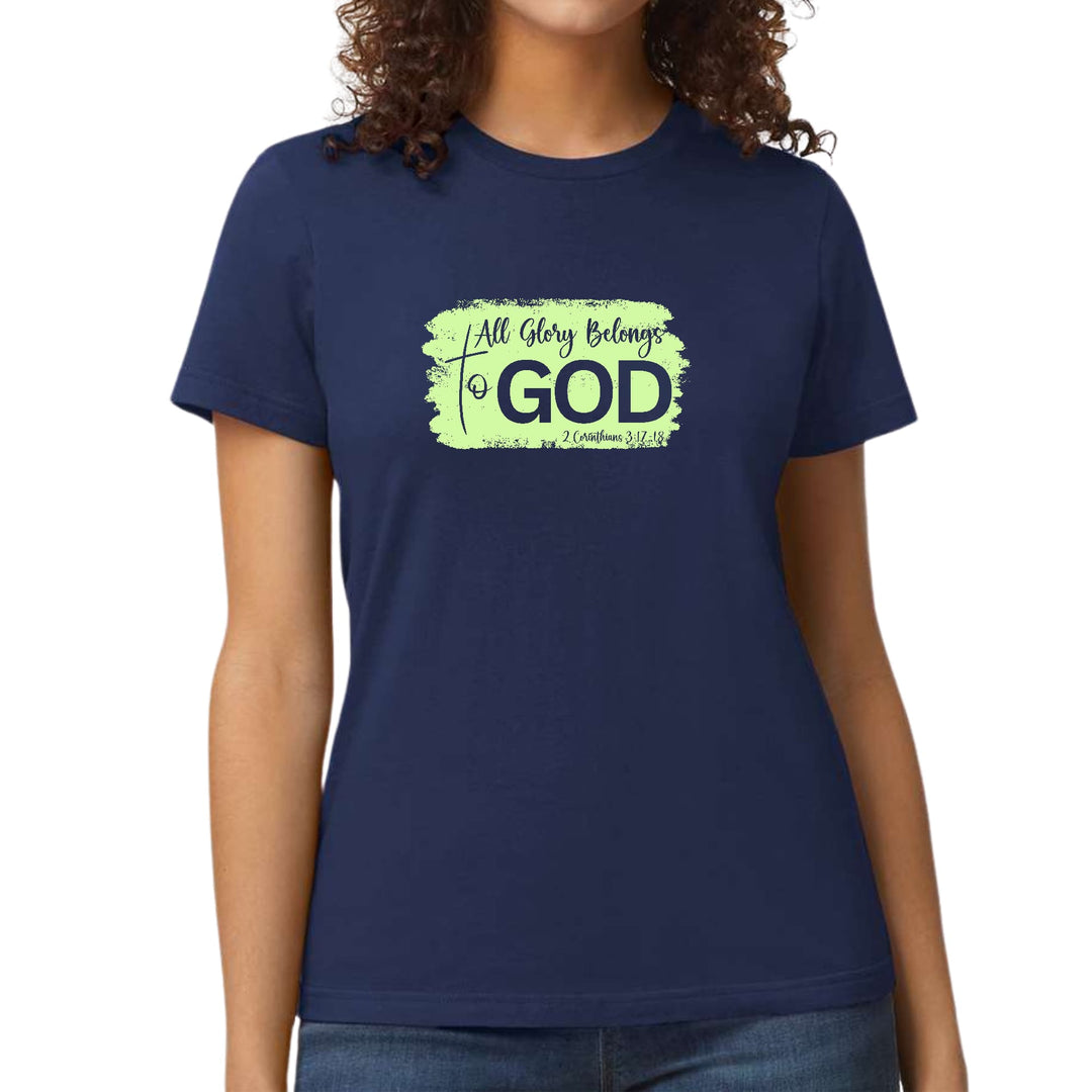 Womens Graphic T-shirt All Glory Belongs to God Christian Neon - Womens