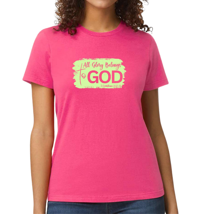 Womens Graphic T-shirt All Glory Belongs to God Christian Neon - Womens