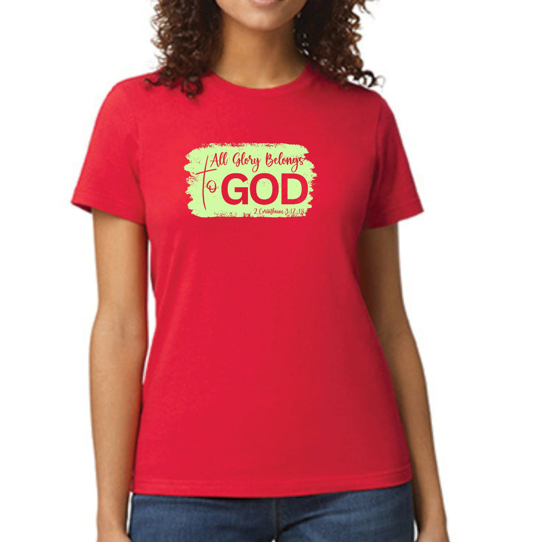 Womens Graphic T-shirt All Glory Belongs to God Christian Neon - Womens