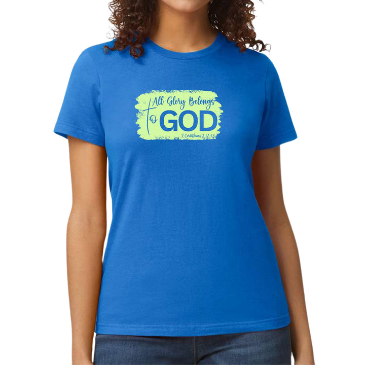 Womens Graphic T-shirt All Glory Belongs to God Christian Neon - Womens