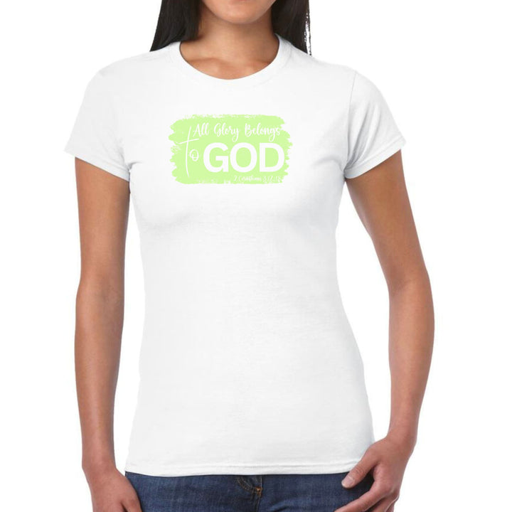 Womens Graphic T-shirt All Glory Belongs to God Christian Neon - Womens