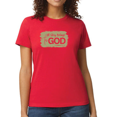 Womens Graphic T - shirt All Glory Belongs To God Christian - T - Shirts