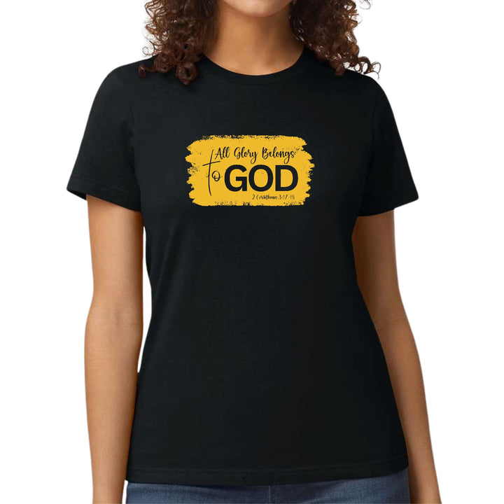 Womens Graphic T-shirt All Glory Belongs to God Golden Yellow - Womens