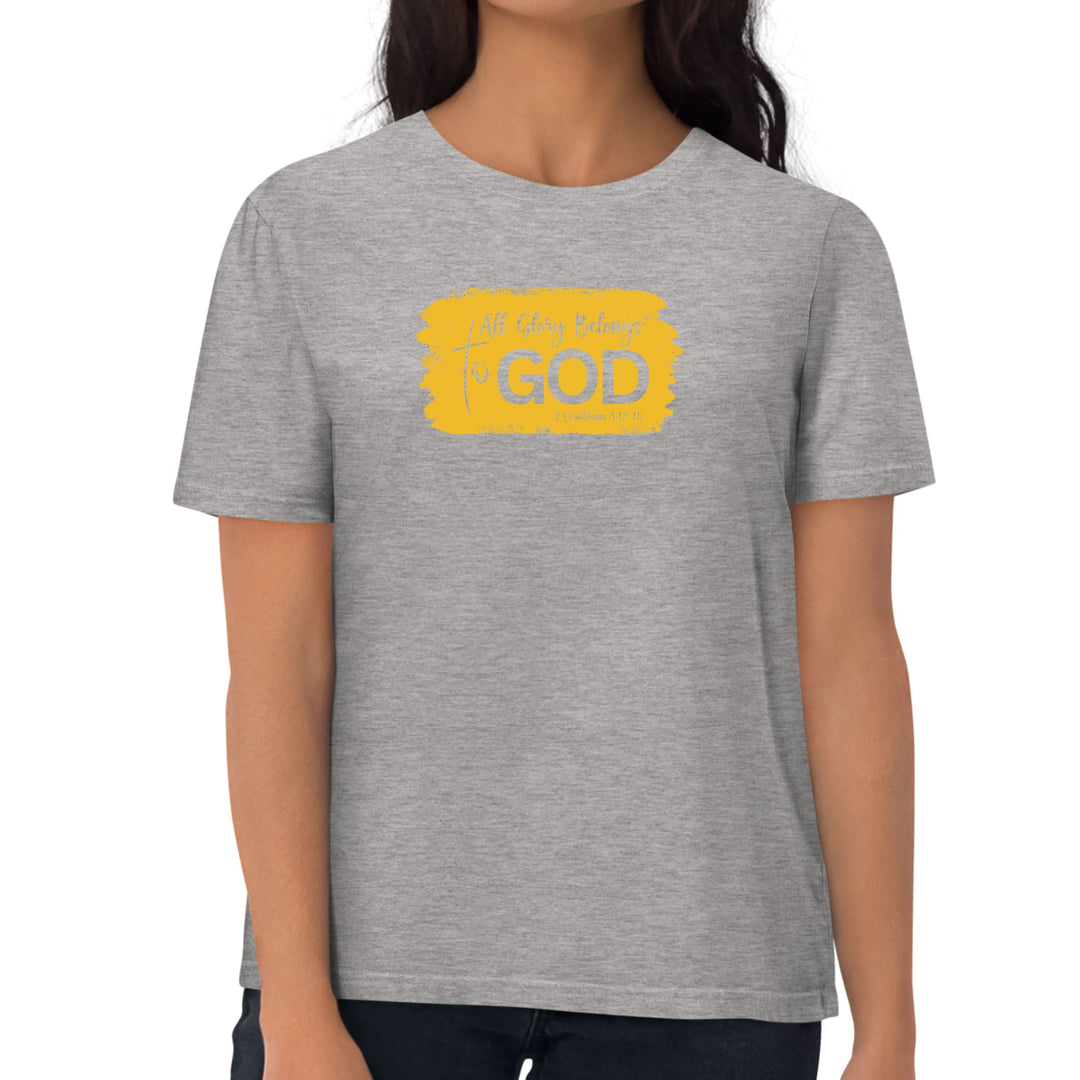 Womens Graphic T-shirt All Glory Belongs to God Golden Yellow - Womens