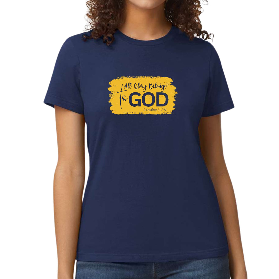 Womens Graphic T-shirt All Glory Belongs to God Golden Yellow - Womens