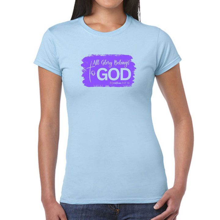 Womens Graphic T-shirt All Glory Belongs to God Lavender - Womens | T-Shirts