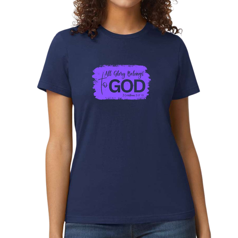 Womens Graphic T-shirt All Glory Belongs to God Lavender - Womens | T-Shirts